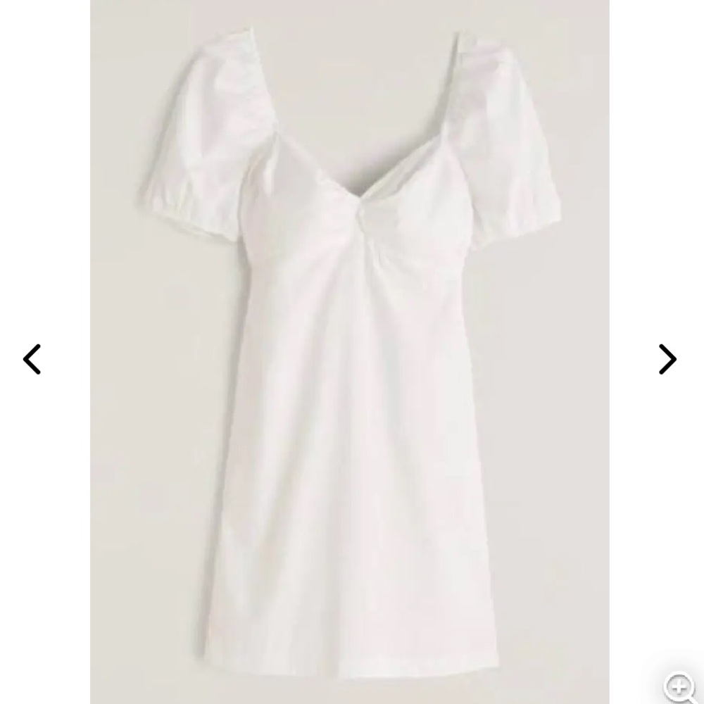 Abercrombie & Fitch White Cotton Puff Sleeve Mini Fit Flare Dress size XS Petite